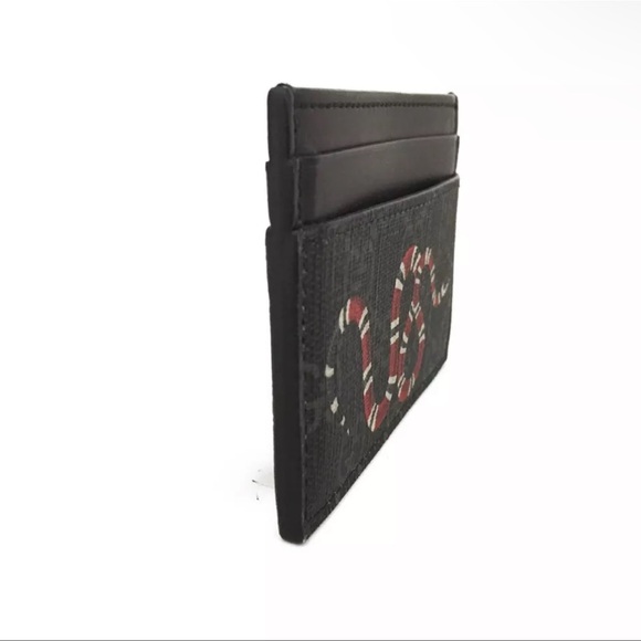 AUTH GUCCI Kingsnake Print GG Supreme Canvas Card Case - Picture 2 of 8